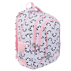 St.Right Grey Panda zaino scolastico a tre scomparti con motivo panda rosa-grigio, 39x27x17 cm immagine 2