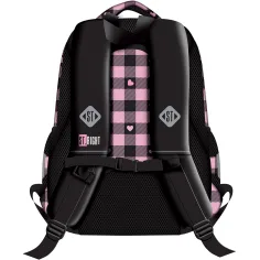 St.Right zaino scolastico rosa-nero con motivo a cuore BP26 39x27x17cm immagine 2