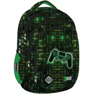 St.Right zaino scolastico verde-nero con motivo controller BP04 43x32x20cm