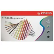 Stabilo: Set di matite colorate Aquacolor in scatola di metallo 36 pezzi