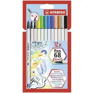 Stabilo: Set di pennarelli Pen 68 brush con punta a pennello, 12 pezzi