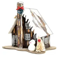 Stop &amp; Look: Casa di carta natalizia con torre e luce 17x12x14cm
