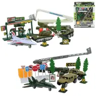 Super Army: Set di giochi militari con veicoli in metallo e aereo a retrocarica in due varianti