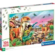 Super puzzle da 104 pezzi "Terra dei Dinosauri" - Clementoni
