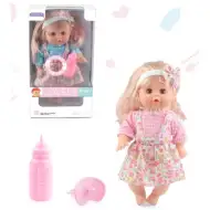 Sweet Baby bambola con capelli biondi in abito estivo, con suoni e ciucci in diverse varianti.