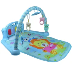 Tappeto da gioco blu con leone e pianoforte per bambini 64x78cm immagine 4