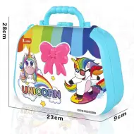 Tavolino da toeletta rosa con unicorni e accessori 23x28x9cm