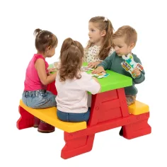 Tavolo da picnic rosso 70x79x47cm immagine 2