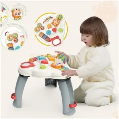 Tavolo da studio multifunzionale con suono grigio-bianco immagine 2