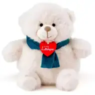 Teddy orso di peluche bianco con sciarpa blu 18cm - Lumpin