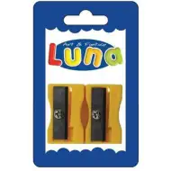 Temperino in plastica gialla, confezione da 2 pezzi.