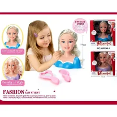 Testa di bambola pettinabile con lunghi capelli biondi in due tipi di abiti con accessori. immagine 2