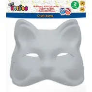 The Littlies: Set di 2 maschere facciali di carta bianca a forma di gatto decorabili