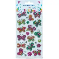 The Littlies: Set di adesivi 3D a farfalle colorate su foglio 10x22cm