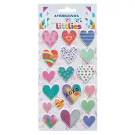 The Littlies: Set di adesivi 3D a forma di cuore di varie dimensioni su foglio 10x22cm