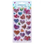 The Littlies: Set di adesivi 3D a forma di cuore multicolore su foglio 10x22cm