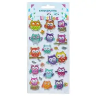 The Littlies: Set di adesivi 3D a forma di gufo su foglio 10x22cm