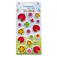 The Littlies: Set di adesivi 3D a rilievo con motivo coccinella su foglio da 10x22 cm