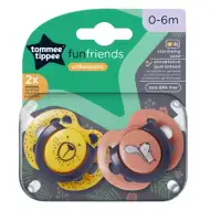 Tommee Tippee: Set di 2 succhietti ortodontici FunFriends disponibili in diverse varianti (0–6 mesi)