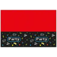 Tovaglia in plastica rossa e nera con motivo gamer 120x180cm