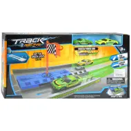Track Racing: Pista di accelerazione con bandiera a scacchi e 2 macchinine in scala 1/64