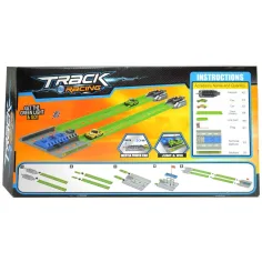 Track Racing: Pista di accelerazione con bandiera a scacchi e 2 macchinine in scala 1/64 immagine 2