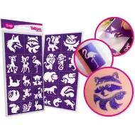 TyToo: Set di stencil per tatuaggi glitter con animali del bosco, 26 pezzi