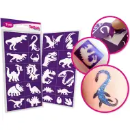 TyToo: Set di stencil per tatuaggi glitter dinosauri, 21 pezzi