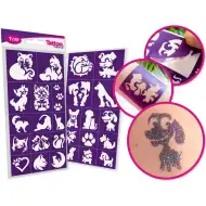 TyToo: Set di stencil per tatuaggi glitterati cani e gatti, 27 pezzi