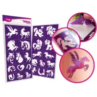 TyToo: Set di stencil per tatuaggi glitterati cavalli e pony, 25 pezzi