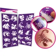 TyToo: Set di stencil per tatuaggi glitterati draghi e lucertole, 21 pezzi