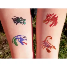 TyToo: Set di stencil per tatuaggi glitterati di draghi e lucertole 21 pezzi immagine 2
