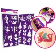 TyToo: Set di stencil per tatuaggi glitterati fate e principesse, 22 pezzi