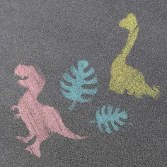 World of Dinosaur: Set di gessetti da asfalto con stencil di dinosauri immagine 2
