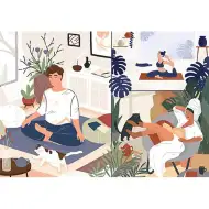 Yoga, Gatti, Caffè Pace mentale puzzle UFT da 1000 pezzi - Trefl