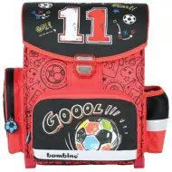 Zaino ergonomico scolastico nero-rosso da calcio, 36x27x14cm - Bambino