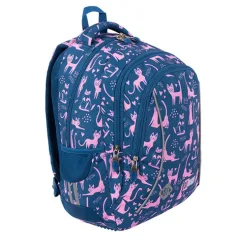 Zaino scolastico a tre scomparti St.Right Lazy Cats, 39x27x17cm immagine 3
