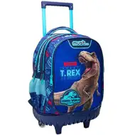 Zaino scolastico a tre scomparti con ruote Jurassic World T-Rex, 34x20x45cm
