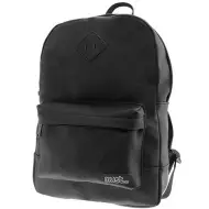 Zaino scolastico arrotondato effetto pelle nera, 30x13x41 cm