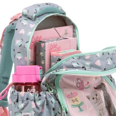 Ars Una: zaino scolastico anatomico "Cute Animals Tea Party" a tema gatti, 33×43×22 cm immagine 5