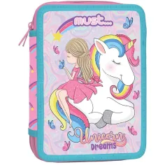 Must: Astuccio a più piani con motivo unicorno 15x21cm
