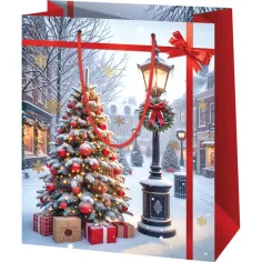 Atmosfera natalizia nella strada borsa regalo grande esclusiva 26x13x33cm