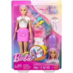Barbie: Bambola con capelli arcobaleno scintillanti e accessori - Mattel