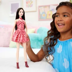 Barbie: Fashionista Amiche bambola di moda stilosa con capelli castani in abito leopardato – Mattel immagine 5
