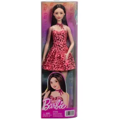 Barbie: Fashionista Amiche bambola di moda stilosa con capelli castani in abito leopardato – Mattel