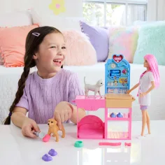 Set di gioco Barbie, clinica veterinaria per ingessature, con bambola dai capelli rosa - Mattel immagine 4