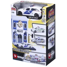 Bburago city - Audi A6 auto della polizia e stazione di polizia 1 /43
