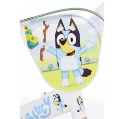 Bicicletta per bambini Bluey 12” con portabottiglie e ruote laterali in bianco-blu-verde – Dino Bikes immagine 3