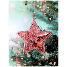 Borsa regalo con motivo di stella di Natale 17,5x22,5x9,5cm