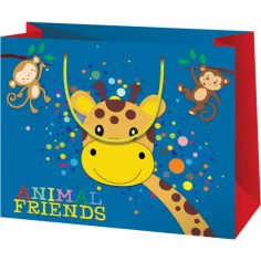 Borsa regalo grande con motivo di amici animali 33x26,7x13,7cm